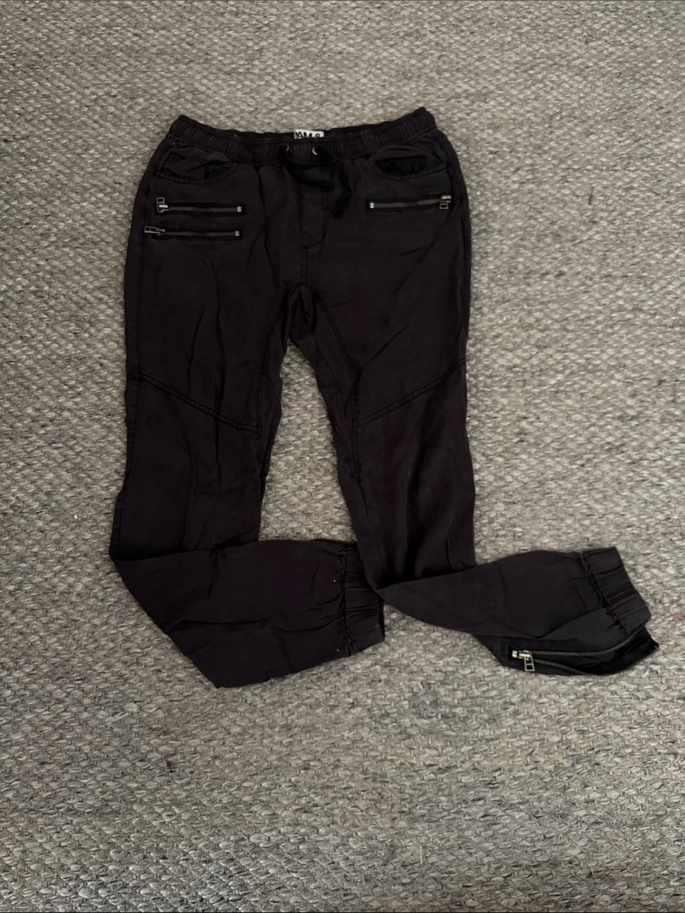 Pam & Gela Black Jogger Jeans with Zip Details